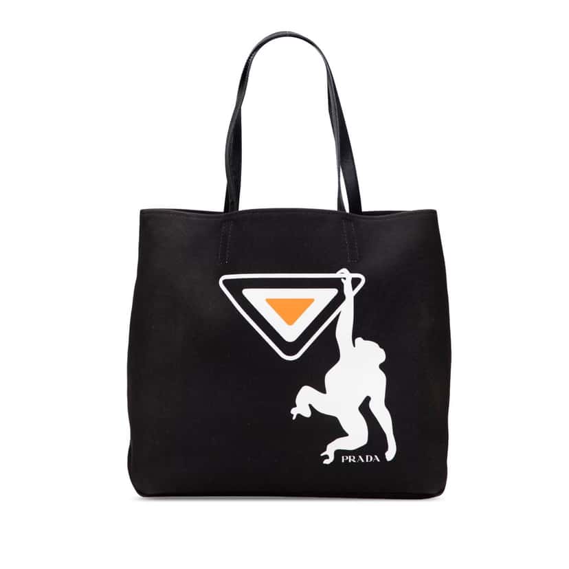 Prada Canvas Canapa Monkey Tote Black Canvas Good condition - Front View