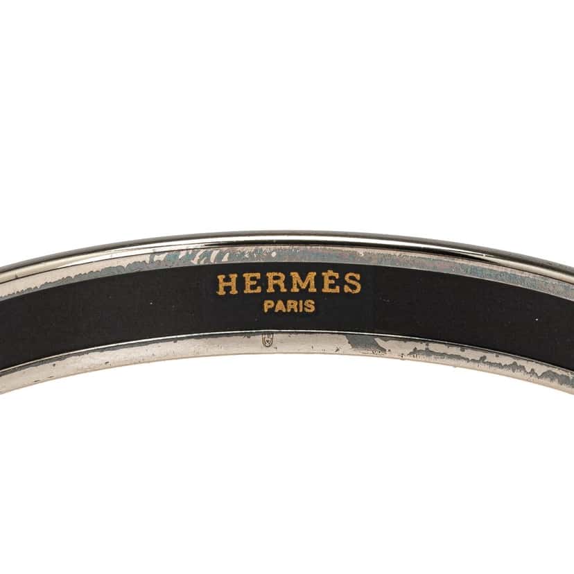 Hermès Narrow Forest Animals Enamel Bangle 62 Brown Good condition - Inside View
