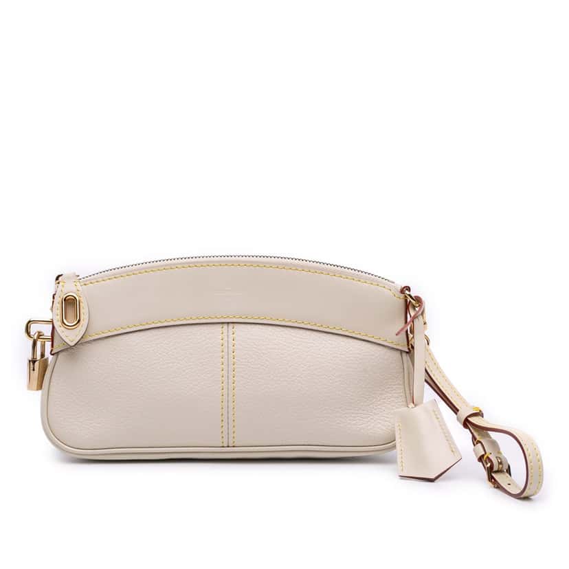 Louis Vuitton Suhali Lockit Clutch White Leather Good condition - Front View