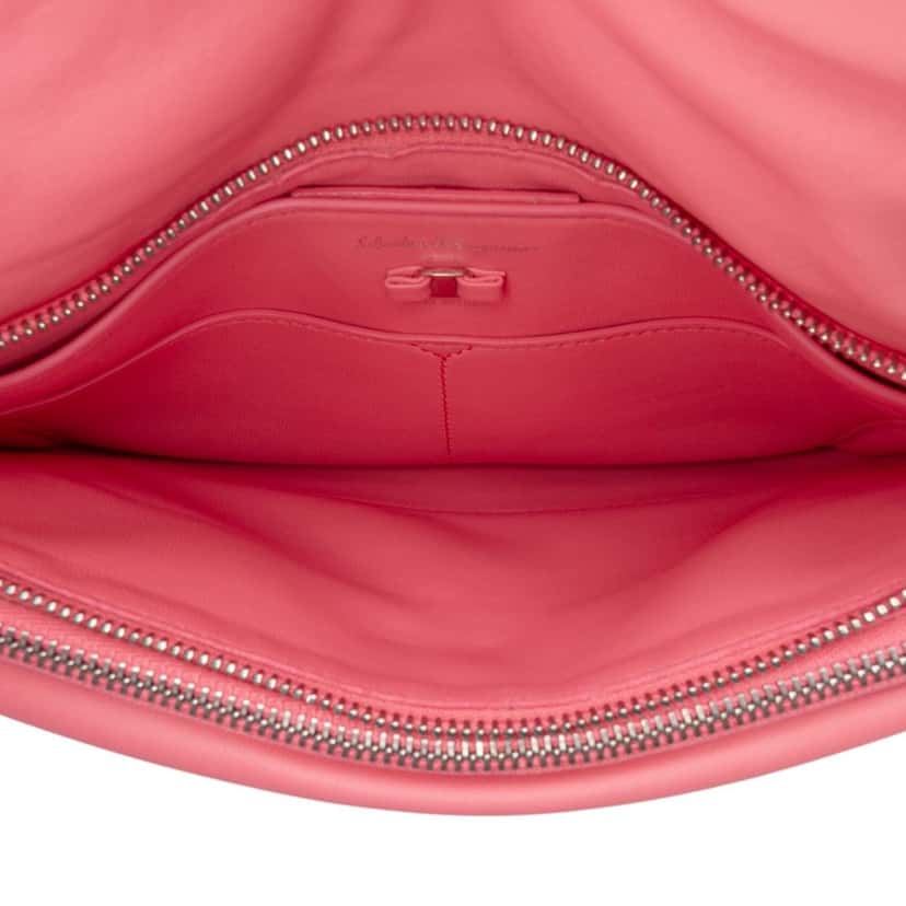 Salvatore Ferragamo Padded Leather Viva Bow Crossbody Pink Leather Good condition - Box View