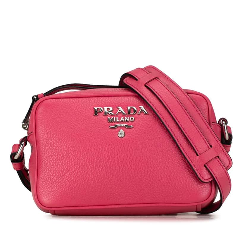 Prada Vitello Phenix Camera Bag Pink Leather Good condition - Front View