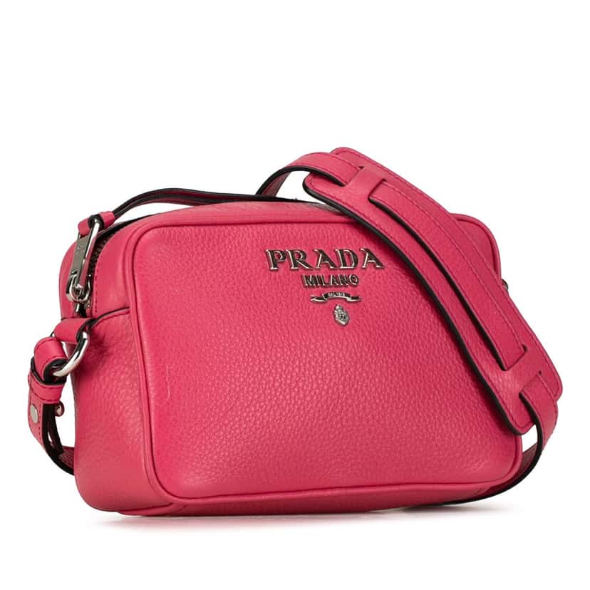 Prada Vitello Phenix Camera Bag Pink Leather Good condition - Back View