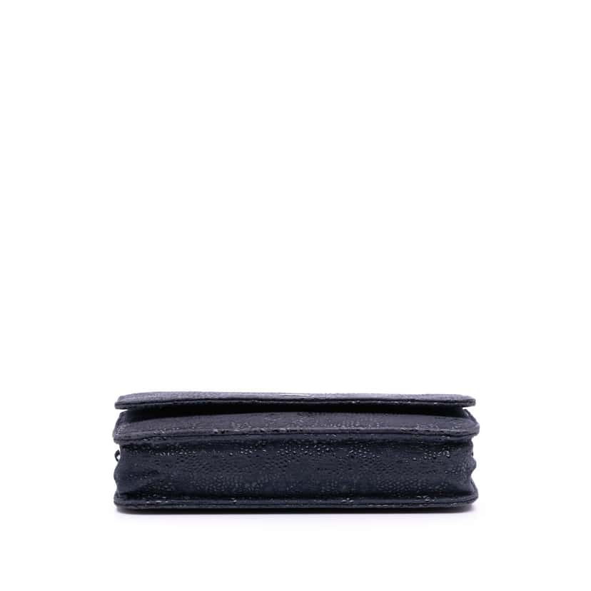 Chanel Lace Overlay Goatskin Wallet On Chain Blue Leather Good condition - Inside View