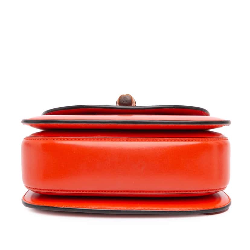 Gucci Mini Calfskin 1947 Bamboo Top Handle Bag Orange Leather Good condition - Inside View