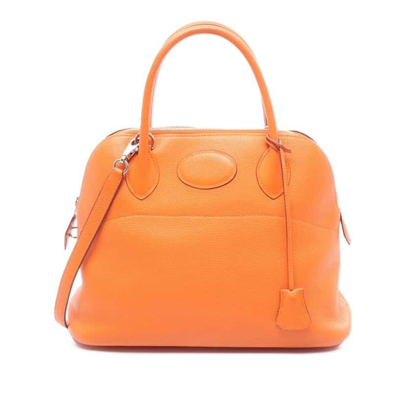Hermès Clemence Bolide 31 Orange Leather Good condition - Front View
