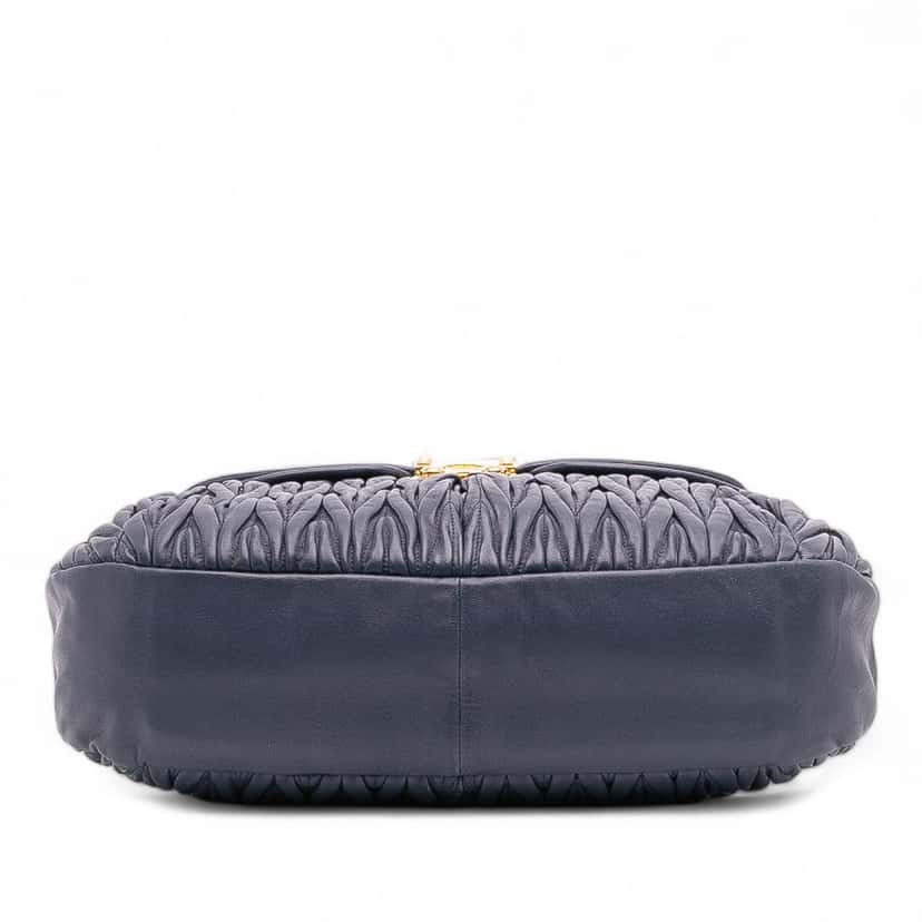 Miu Miu Matelasse Nappa Coffer Satchel Blue Leather Good condition - Inside View