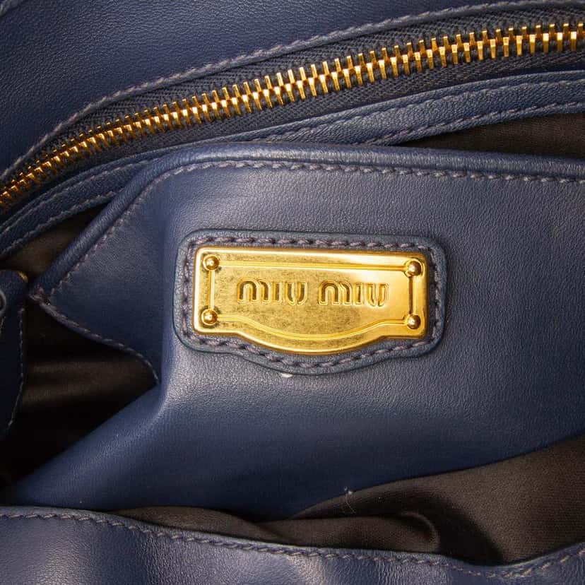 Miu Miu Matelasse Nappa Coffer Satchel Blue Leather Good condition - Box View