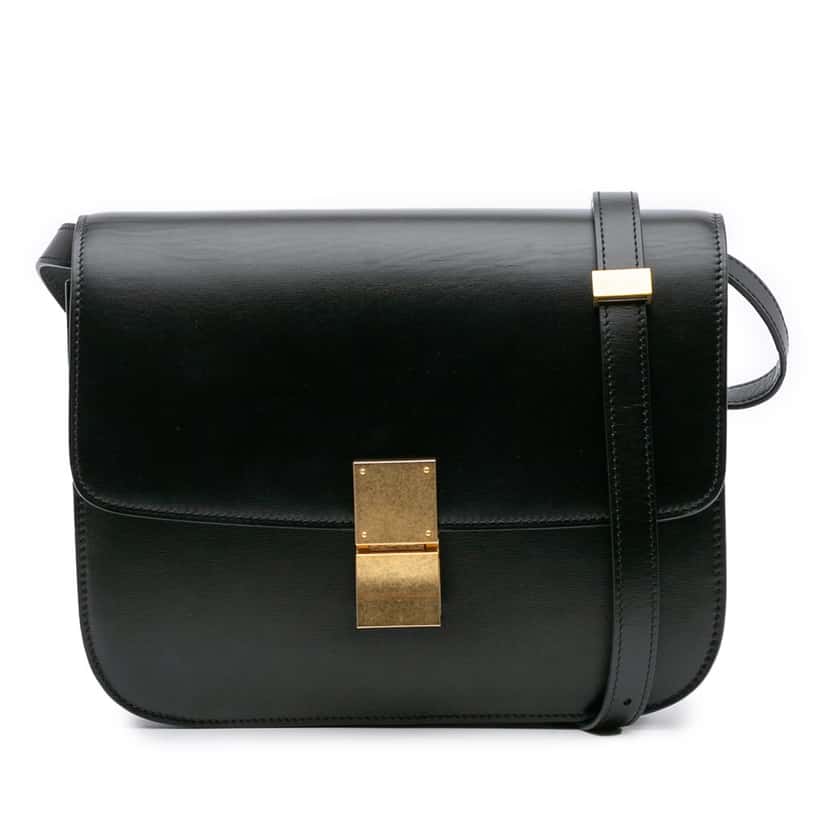 Celine Medium Calfskin Classic Box Black Leather Good condition - Front View
