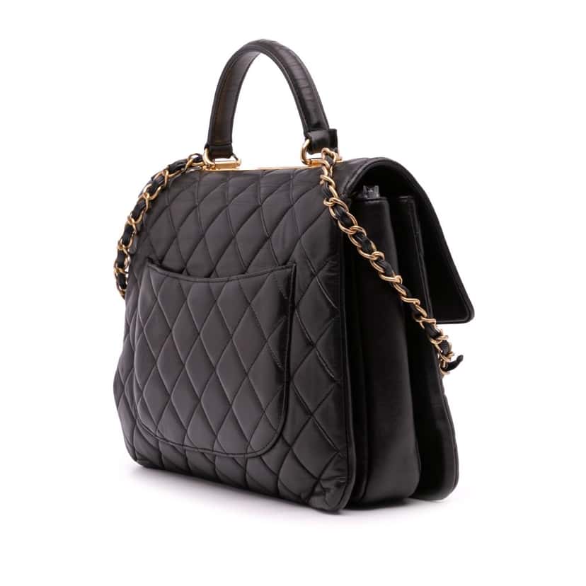 Chanel Large Lambskin Trendy CC Top Handle Flap Black Leather Fair condition - Back View