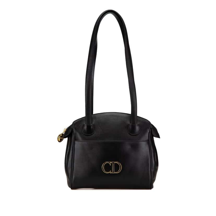 Dior Leather CD Logo Shoulder Bag Black Leather Good condition - Front View
