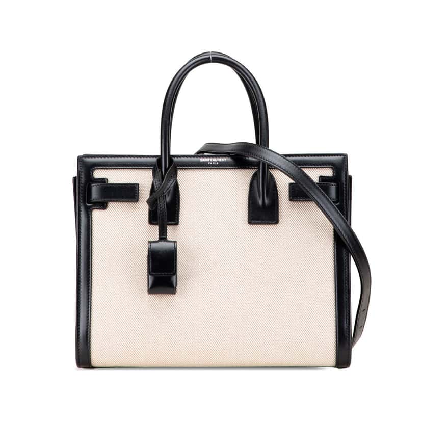 Saint Laurent Baby Canvas Sac De Jour Satchel White Canvas Good condition - Front View