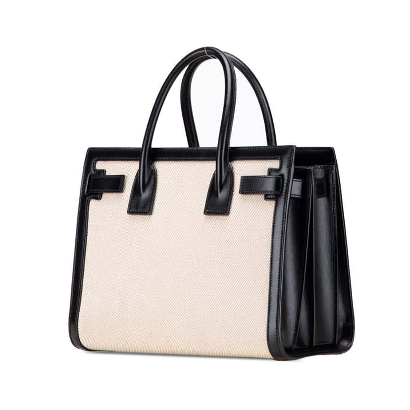 Saint Laurent Baby Canvas Sac De Jour Satchel White Canvas Good condition - Back View