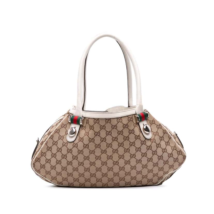 Gucci GG Canvas Web Match Ball Tote Brown Canvas Fair condition - Front View