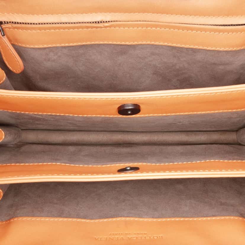 Bottega Veneta Calfskin Intreccio Border Sphere Tote Orange Leather Good condition - Model View