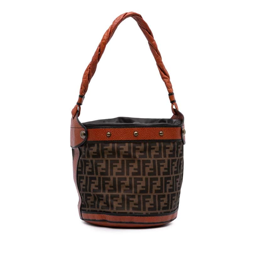 Fendi Zucca Canvas Palazzo Bucket Bag Brown Canvas Good condition - Front View