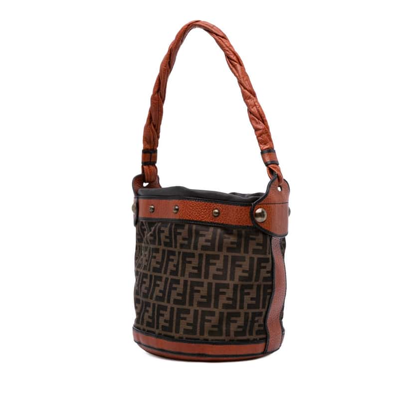 Fendi Zucca Canvas Palazzo Bucket Bag Brown Canvas Good condition - Back View