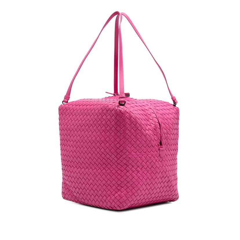 Bottega Veneta Nappa Intrecciato Cube Shoulder Bag Pink Leather Good condition - Back View