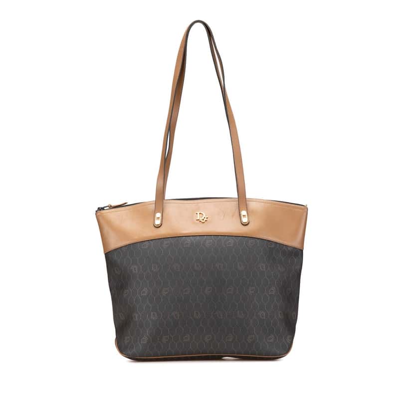 Dior Honeycomb Coated Canvas Tote Black Canvas Good condition - Front View