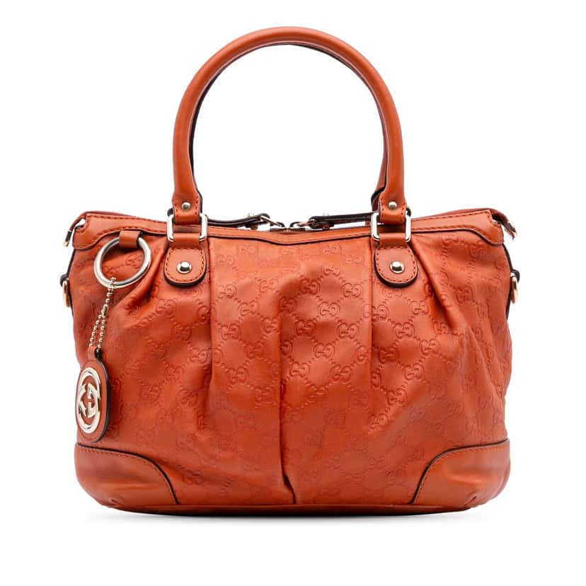 Gucci Guccissima Sukey Satchel Orange Leather Fair condition - Front View