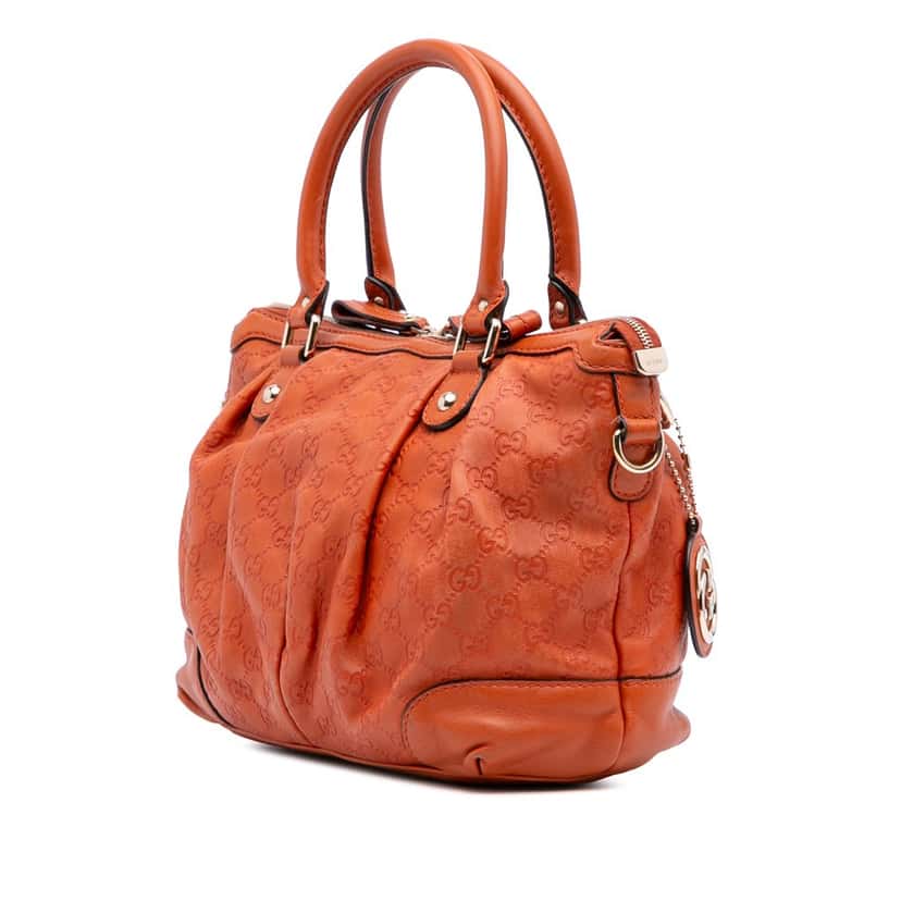 Gucci Guccissima Sukey Satchel Orange Leather Fair condition - Back View