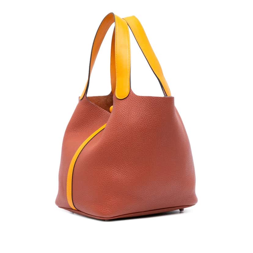 Hermès Bicolor Clemence Picotin Lock 22 Brown Leather Good condition - Back View