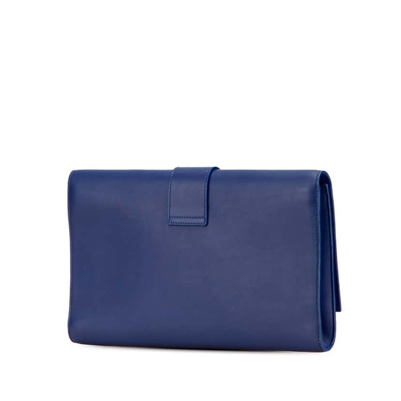 Saint Laurent Leather Chyc Ligne Clutch Blue Leather Good condition - Back View