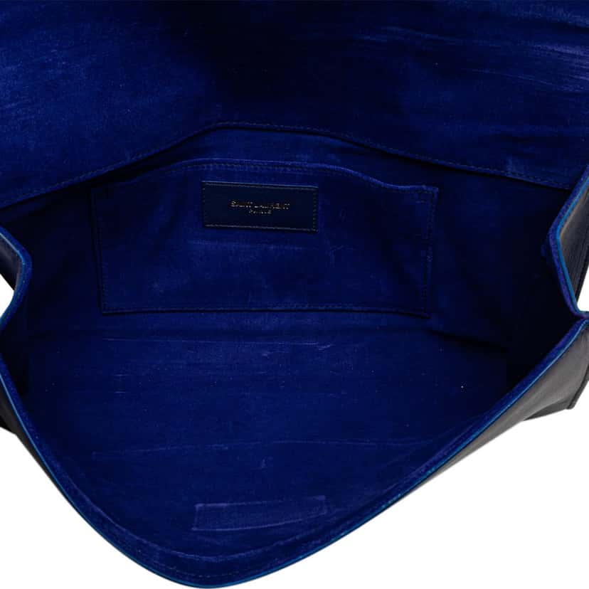 Saint Laurent Leather Chyc Ligne Clutch Blue Leather Good condition - Model View