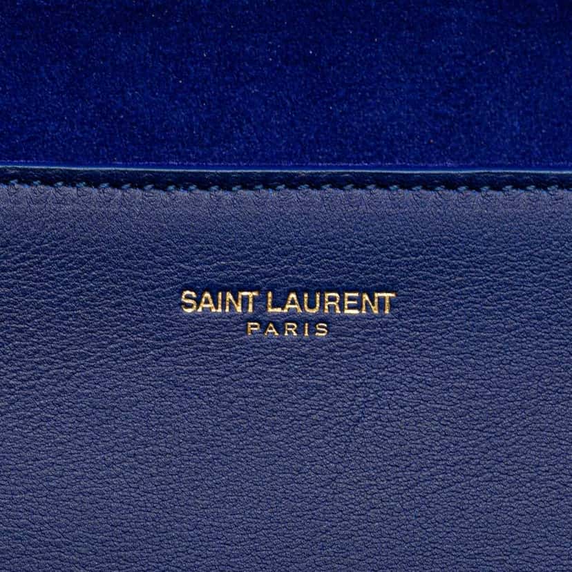 Saint Laurent Leather Chyc Ligne Clutch Blue Leather Good condition - Box View