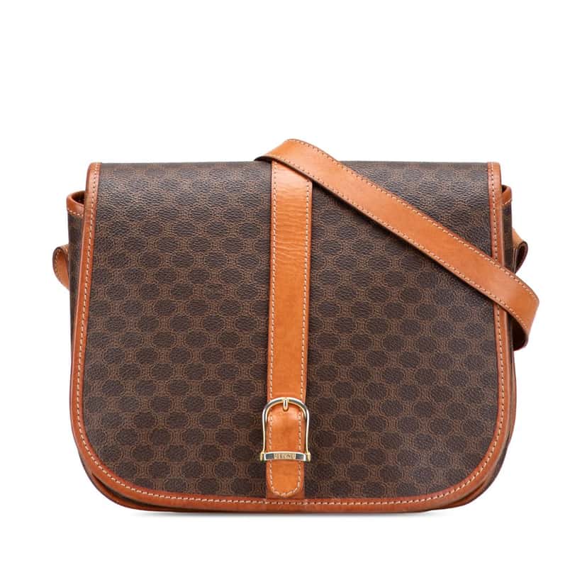 Celine Macadam Coated Canvas Crossbody Brown Canvas Good condition - Front View