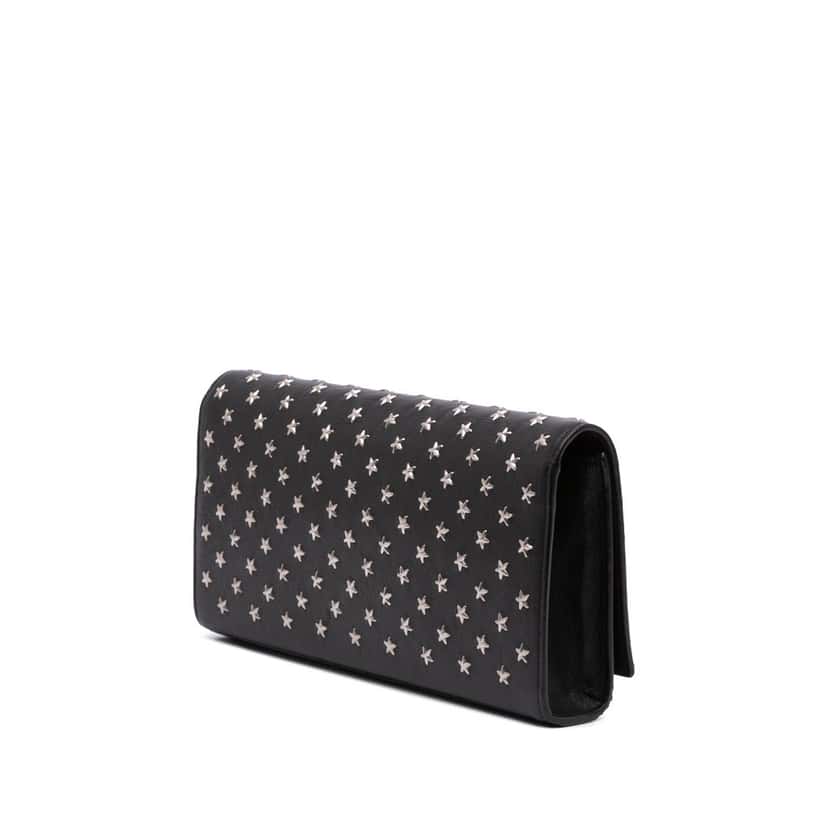 Saint Laurent Leather Star Studded Cassandre Clutch Black Leather Good condition - Back View