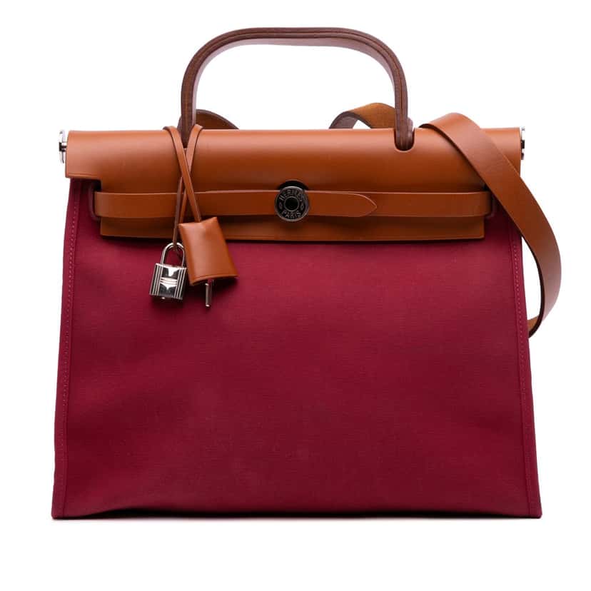 Hermès Toile Herbag Zip 31 Red Canvas Good condition - Front View