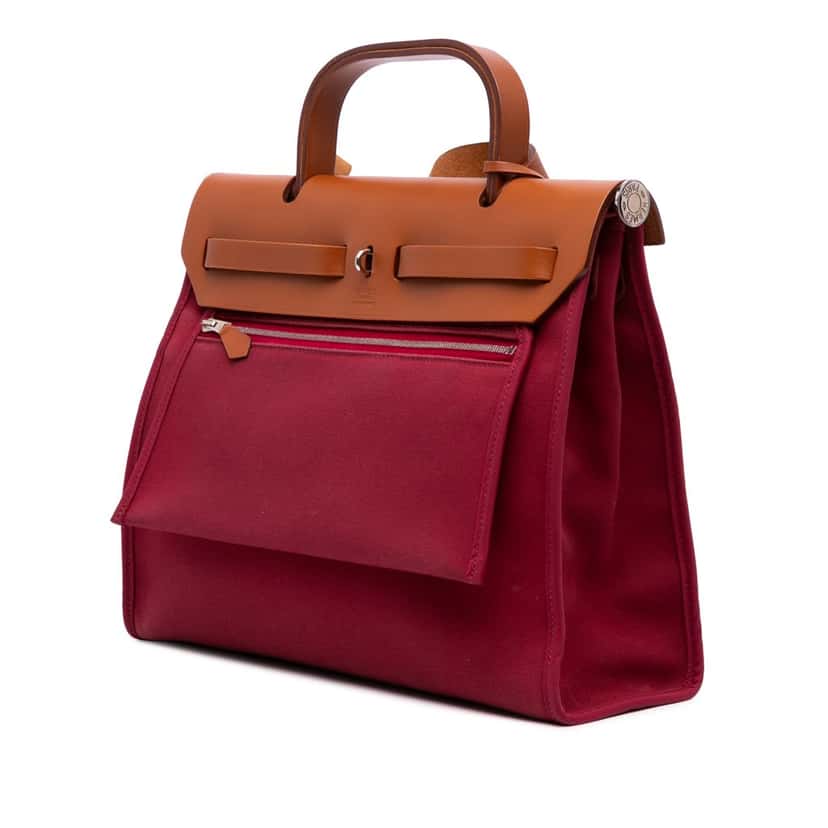 Hermès Toile Herbag Zip 31 Red Canvas Good condition - Back View