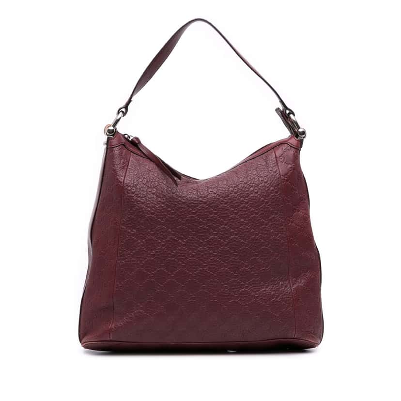 Gucci Guccissima Bamboo D Ring Hobo Red Leather Good condition - Front View