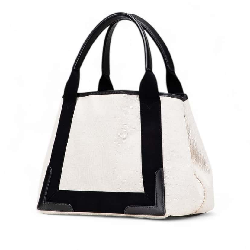 Balenciaga Canvas Navy Cabas Tote S White Canvas Good condition - Back View