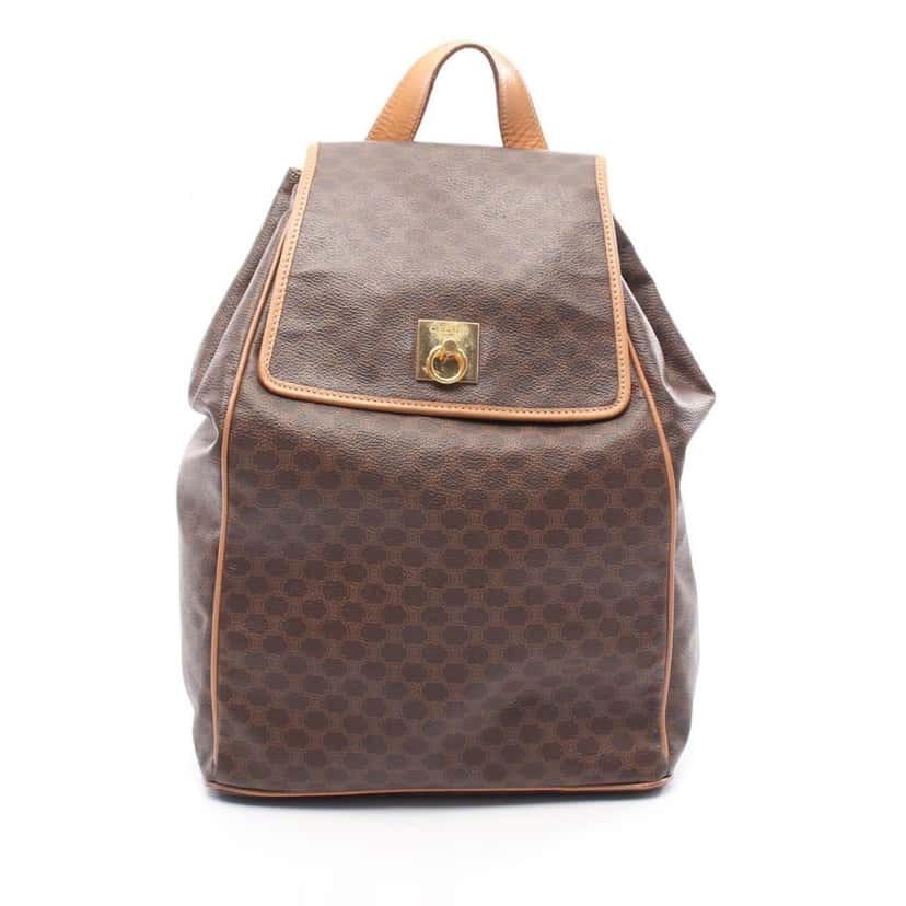 Celine Macadam Coated Canvas Backpack Brown Canvas Good condition - Front View