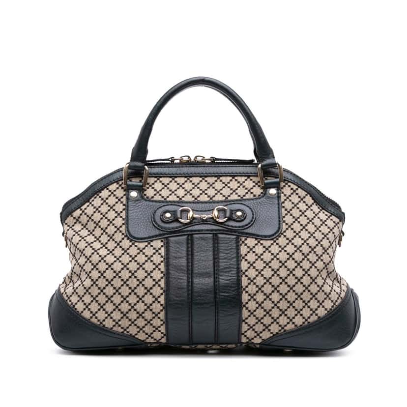 Gucci Diamante Canvas Catherine Dome Satchel Brown Canvas Good condition - Front View