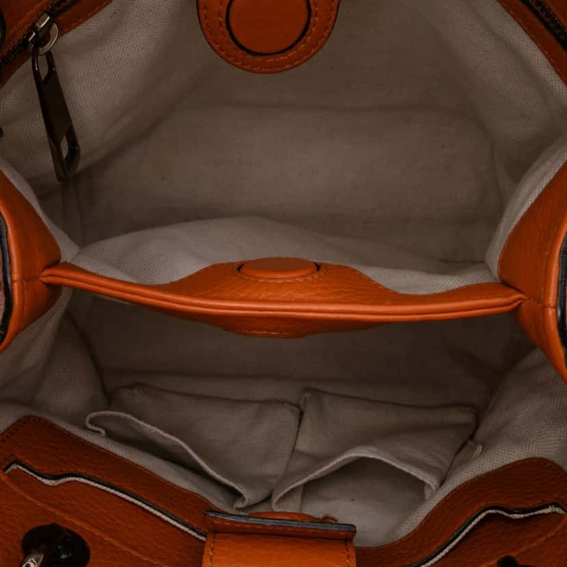 Gucci Small Calfskin Bamboo Shopper Satchel Orange Leather Good condition - Model View