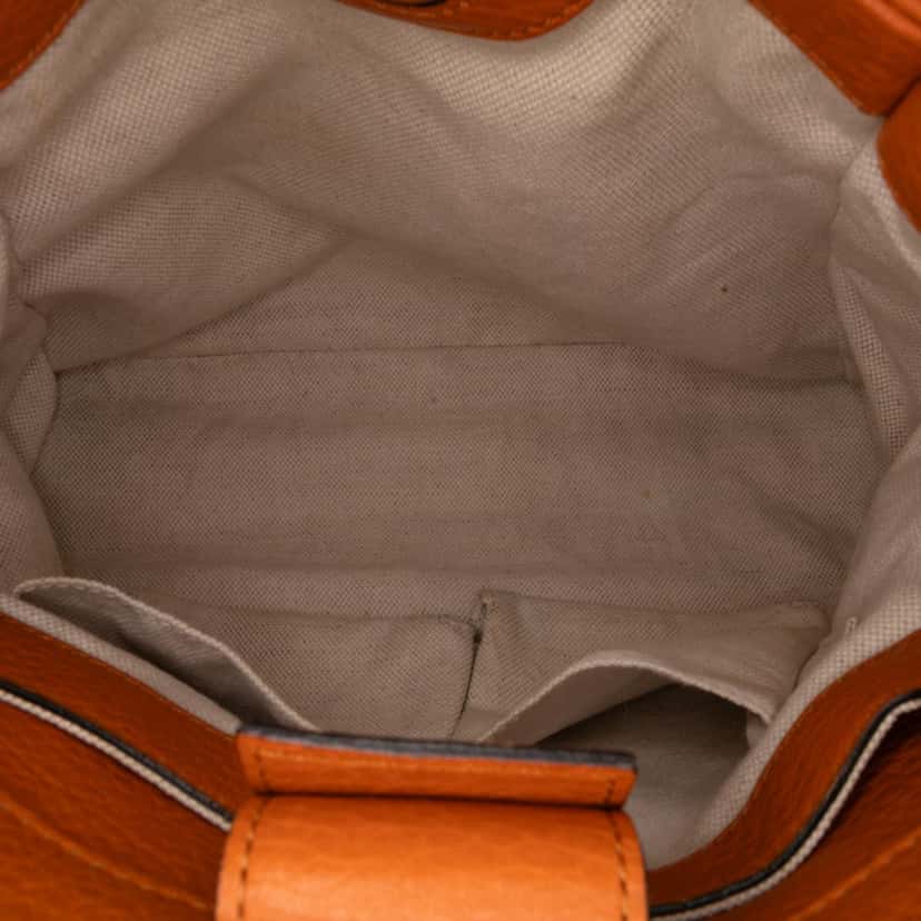Gucci Small Calfskin Bamboo Shopper Satchel Orange Leather Good condition - Box View