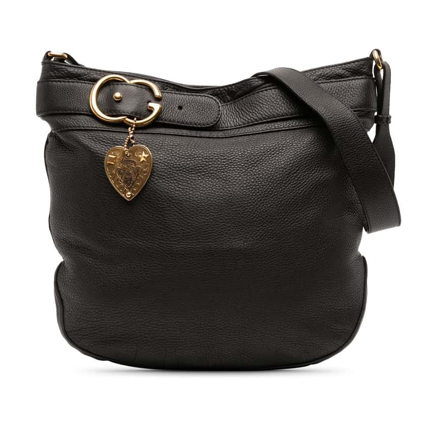 Gucci Large Leather Ride Shoulder Bag Black Leather Good condition - Front View