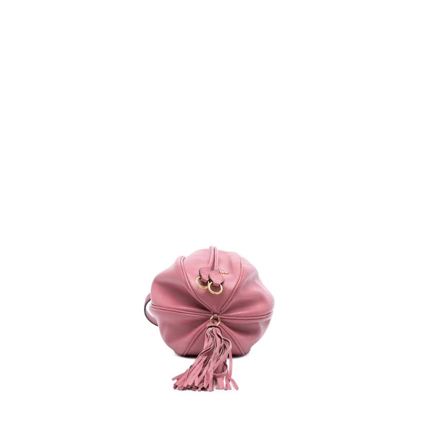 Miu Miu Leather Tassel Accent Bucket Bag Pink Leather Good condition - Inside View