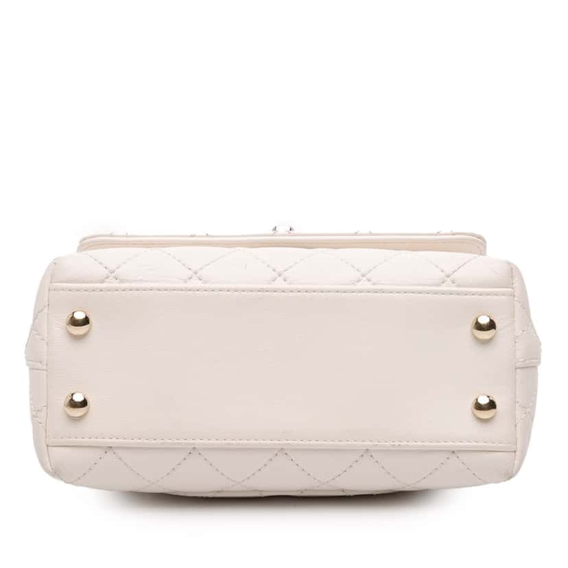 Chanel Extra Mini Quilted Goatskin Rainbow Top Handle Flap White Leather Good condition - Inside View