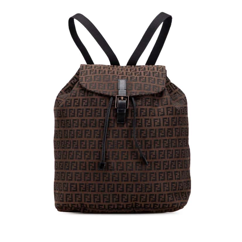 Fendi Zucchino Canvas Backpack Brown Canvas Good condition - Front View