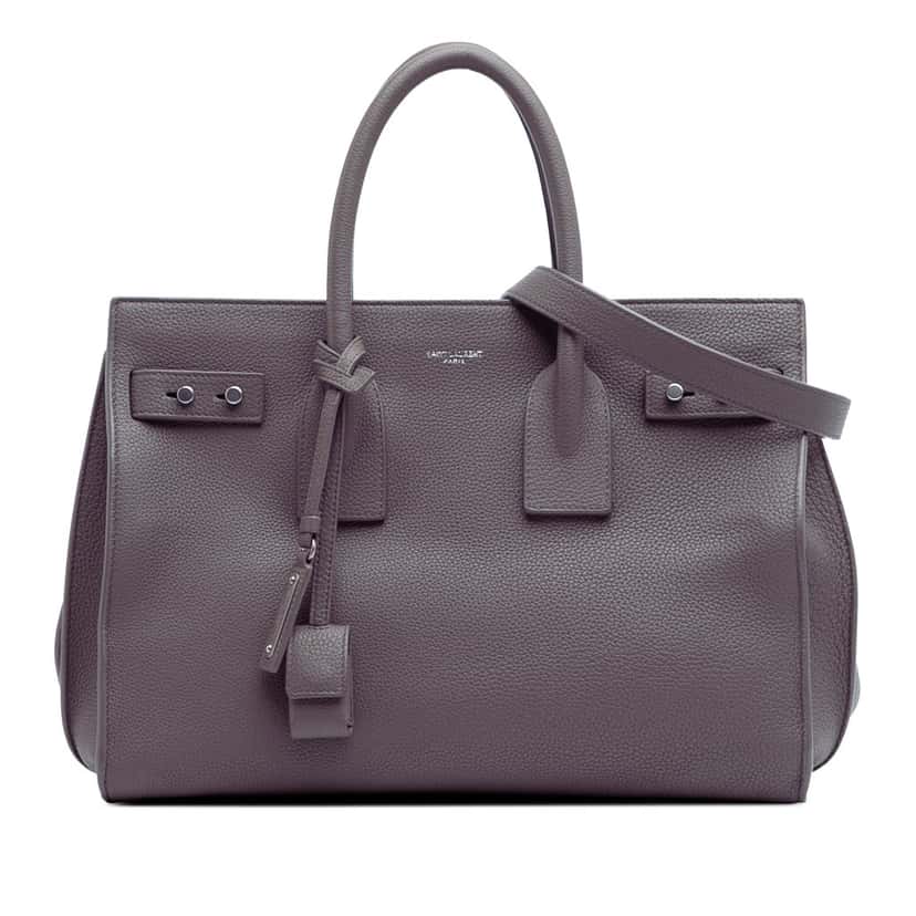 Saint Laurent Small Grained Calfskin Supple Sac De Jour Satchel Grey Leather Good condition - Front View