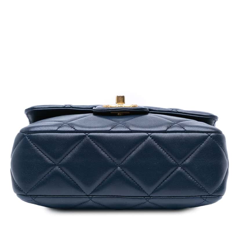 Chanel Mini Square Quilted Lambskin Bijoux Logo Chain Flap Blue Leather Good condition - Inside View