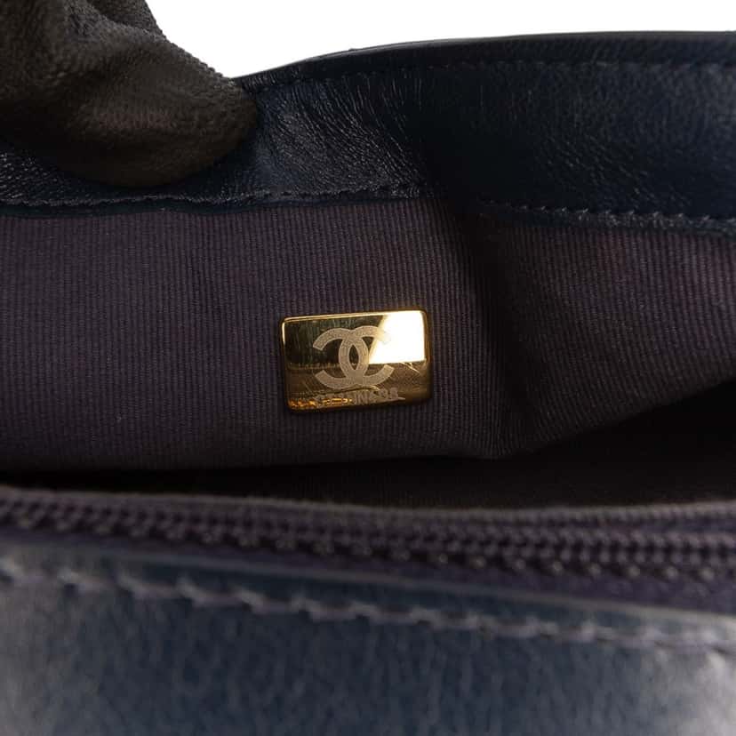 Chanel Mini Square Quilted Lambskin Bijoux Logo Chain Flap Blue Leather Good condition - Box View