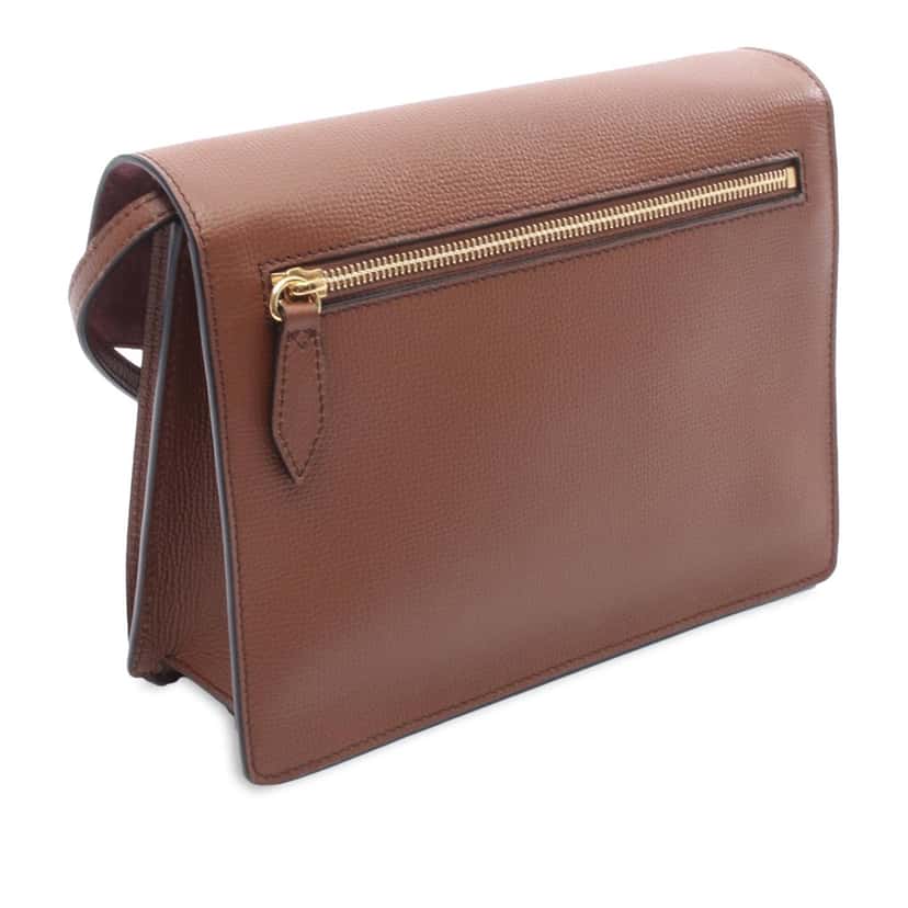 Burberry Small Leather and House Check Canvas Derby Macken Crossbody Brown Canvas Good condition - Back View