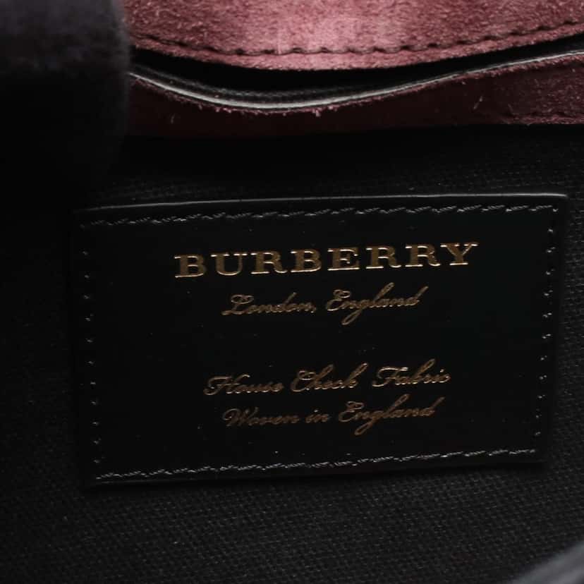 Burberry Small Leather and House Check Canvas Derby Macken Crossbody Brown Canvas Good condition - Model View