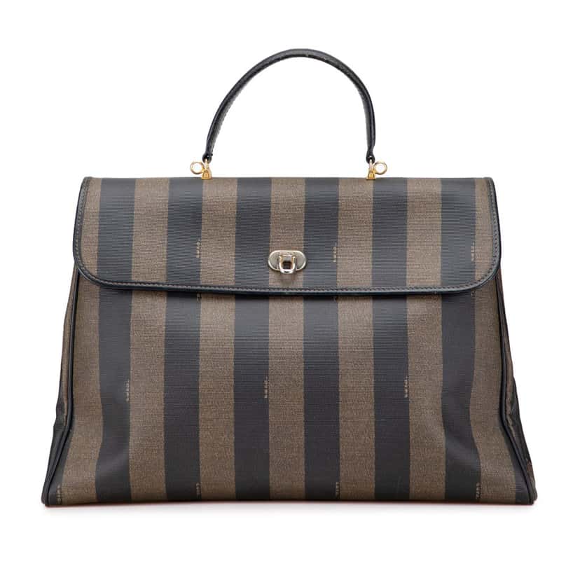 Fendi Pequin Coated Canvas Handbag Brown Canvas Fair condition - Front View