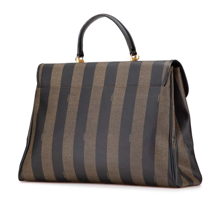 Fendi Pequin Coated Canvas Handbag Brown Canvas Fair condition - Back View