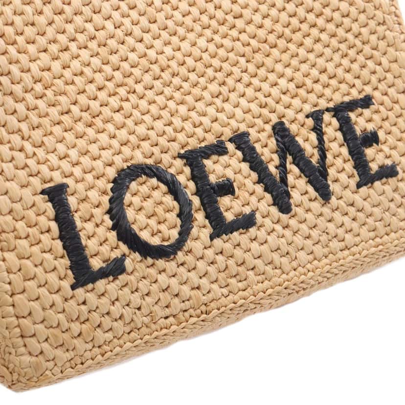 Loewe Mini Raffia Font Tote Brown Good condition - Model View